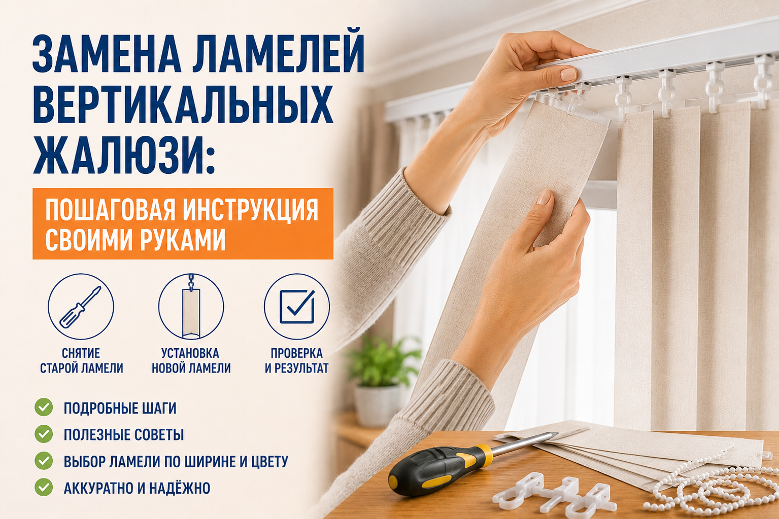 Замена ламелей вертикальных жалюзи: пошаговая установка новой ламели своими руками