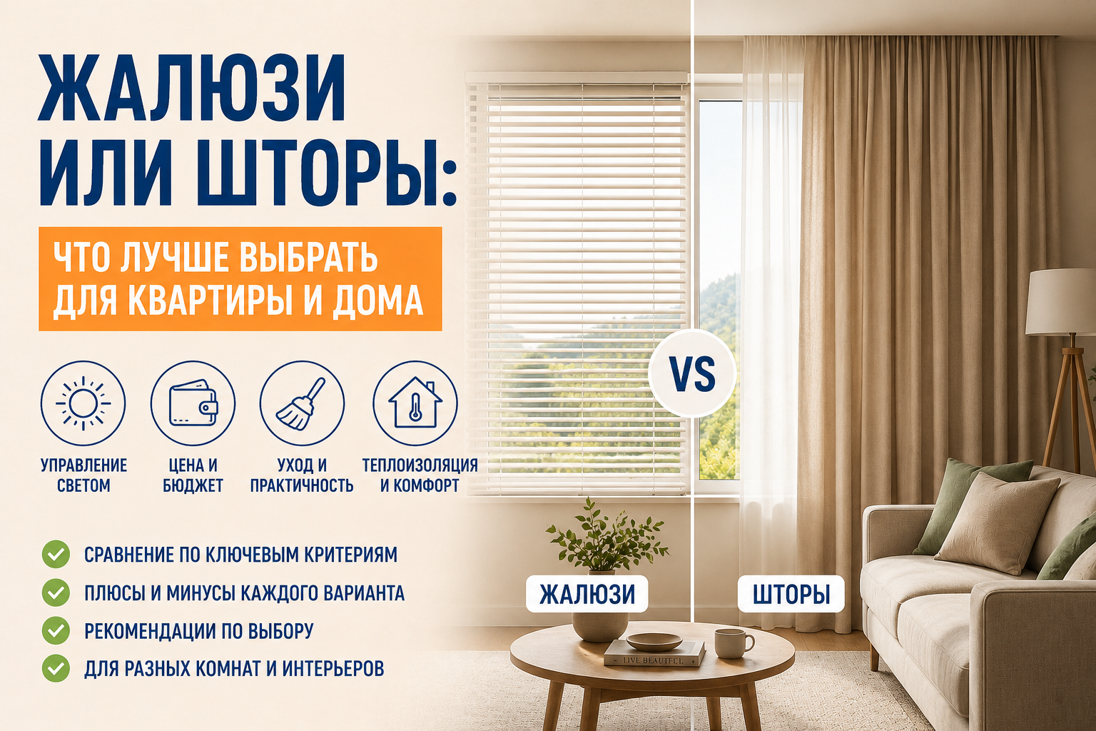Жалюзи или шторы: что лучше по цене, уходу и защите от солнца